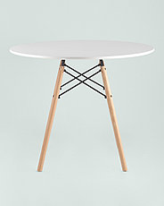Стол круглый EAMES DSW D=90, белый на дер. ножках, фото 3