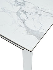 Стол CORNER 120 HIGH GLOSS STATUARIO керамика/ белый каркас М-City, фото 2