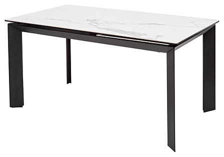 Стол CREMONA 160 HIGH GLOSS STATUARIO Белый мрамор глянцевый, керамика/ черный каркас М-City, фото 2