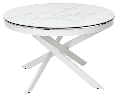 Стол TRENTO 120 HIGH GLOSS STATUARIO Белый мрамор глянцевый, керамика/ белый каркас М-City, фото 2