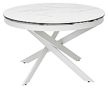 Стол TRENTO 120 HIGH GLOSS STATUARIO Белый мрамор глянцевый, керамика/ белый каркас М-City, фото 2