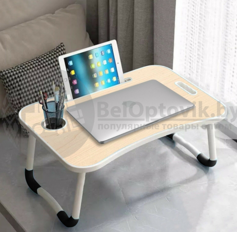 Складной стол (столешница) трансформер для ноутбука / планшета с подстаканником Folding Table, 59х40 см - фото 2 - id-p137008331
