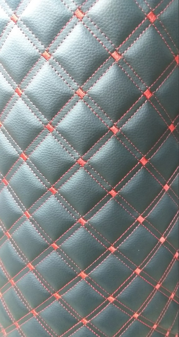 Ткань автомобильная Ромб-Квадрат в квадрате (черный-красная нитка) 140х100 - фото 1 - id-p158372950