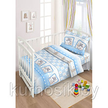 Комплект детского постельного белья "Милые сони" 3 предмета FunEcotex (арт.10051) голубой