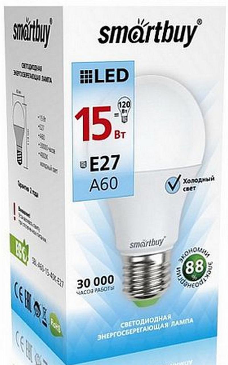 Светодиодная (LED) Лампа A60-15W/4000/E27 Smartbuy