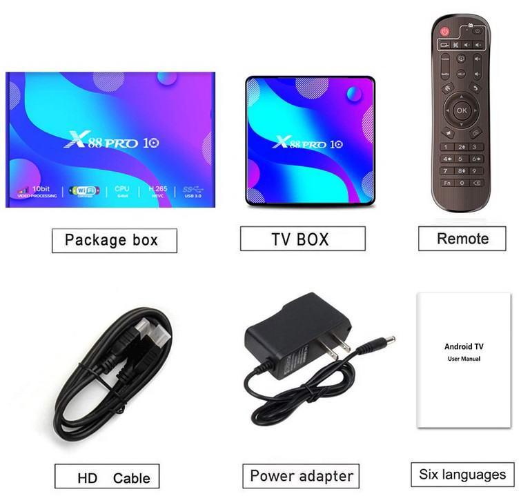 Смарт ТВ приставка X88 PRO 10 4G + 64G андроид tv box - фото 3 - id-p158412624