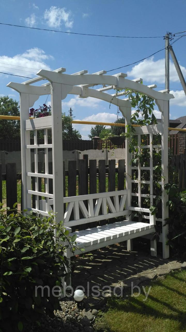 Пергола-арка садовая из массива сосны "Болонья Люкс" со скамьей