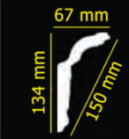 Потолочный плинтус GLANZEPOL GP4 GOLD (134*67*2000мм), фото 3