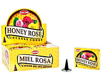 Благовония конусы Мёд Роза, HEM Honey Rose , 10шт