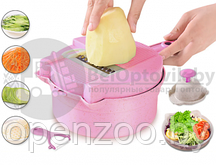 Терка для овощей Овощерезка 8 в 1 Kithen Cutter 4 насадки с чашкой дуршлагом Розовый