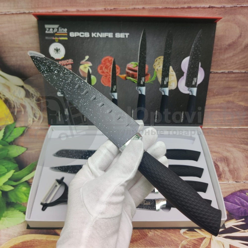 Набор ножей Zep Line c антибактериальным покрытием MarmoBio, 6 предметов ZP-6680 - фото 3 - id-p153408525