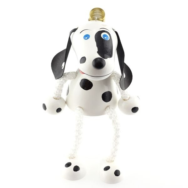 Игрушка деревянная на пружинке Собака с пятнышками ULANIK