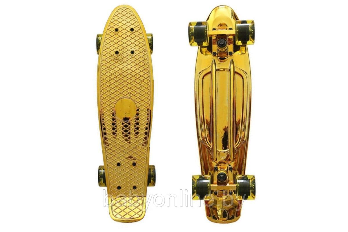 Скейтборд (пенни борд) размер 55см цвет золото арт 3011Y - фото 1 - id-p158543352