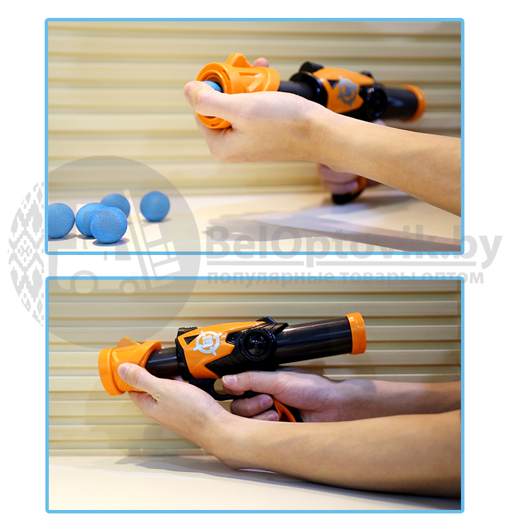 Детская игрушка оружие Бластер Assault Gun 29 см с мишенью, мягкими игровыми снарядами 12шт. 3 Оранжевый - фото 4 - id-p158553681