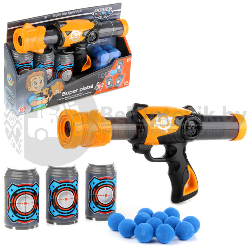 Детская игрушка оружие Бластер Assault Gun 29 см с мишенью, мягкими игровыми снарядами 12шт. 3 Оранжевый - фото 9 - id-p158553681