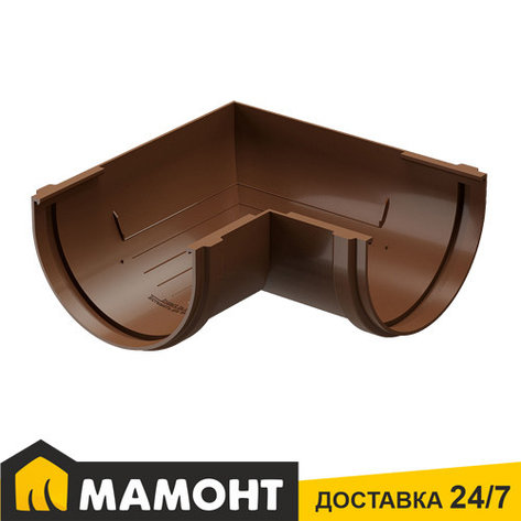 Угол желоба 90° Docke DACHA ПВХ 120 мм, светло-коричневый, фото 2