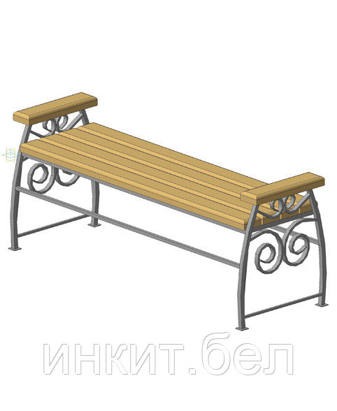 Скамейка без спинки с подлокотниками 0,6×1,5 (Скамья с элементами ковки) 2,0 метра