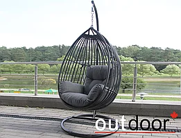 Подвесное кресло "кокон" из ротанга OUTDOOR Самуи, черное