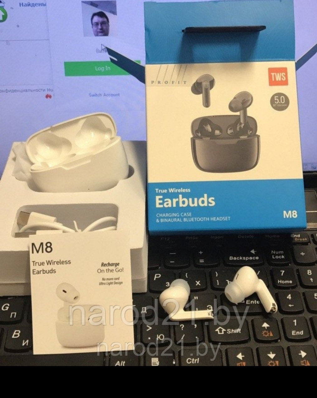 Наушники беспроводные Earbuds M8 - фото 9 - id-p107283887