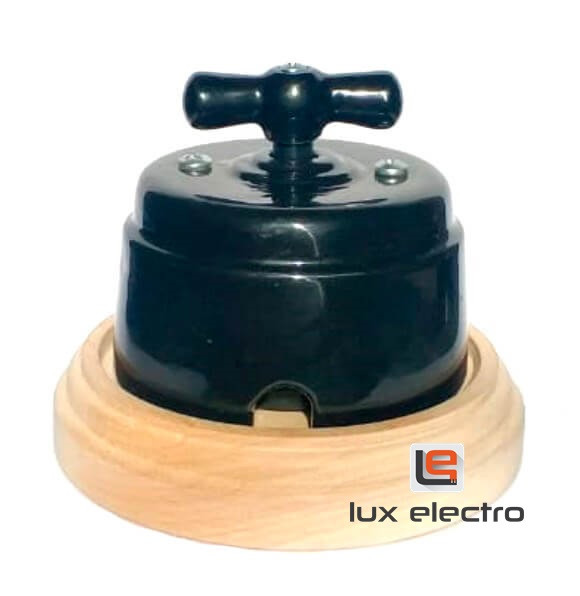 Выключатель поворотный керамический 1-2 кл "Арбат" Interior Electric Черный - фото 2 - id-p158590932