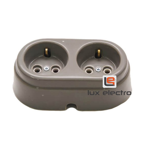 Розетка керамическая 2-я "Арбат" Interior Electric Серый