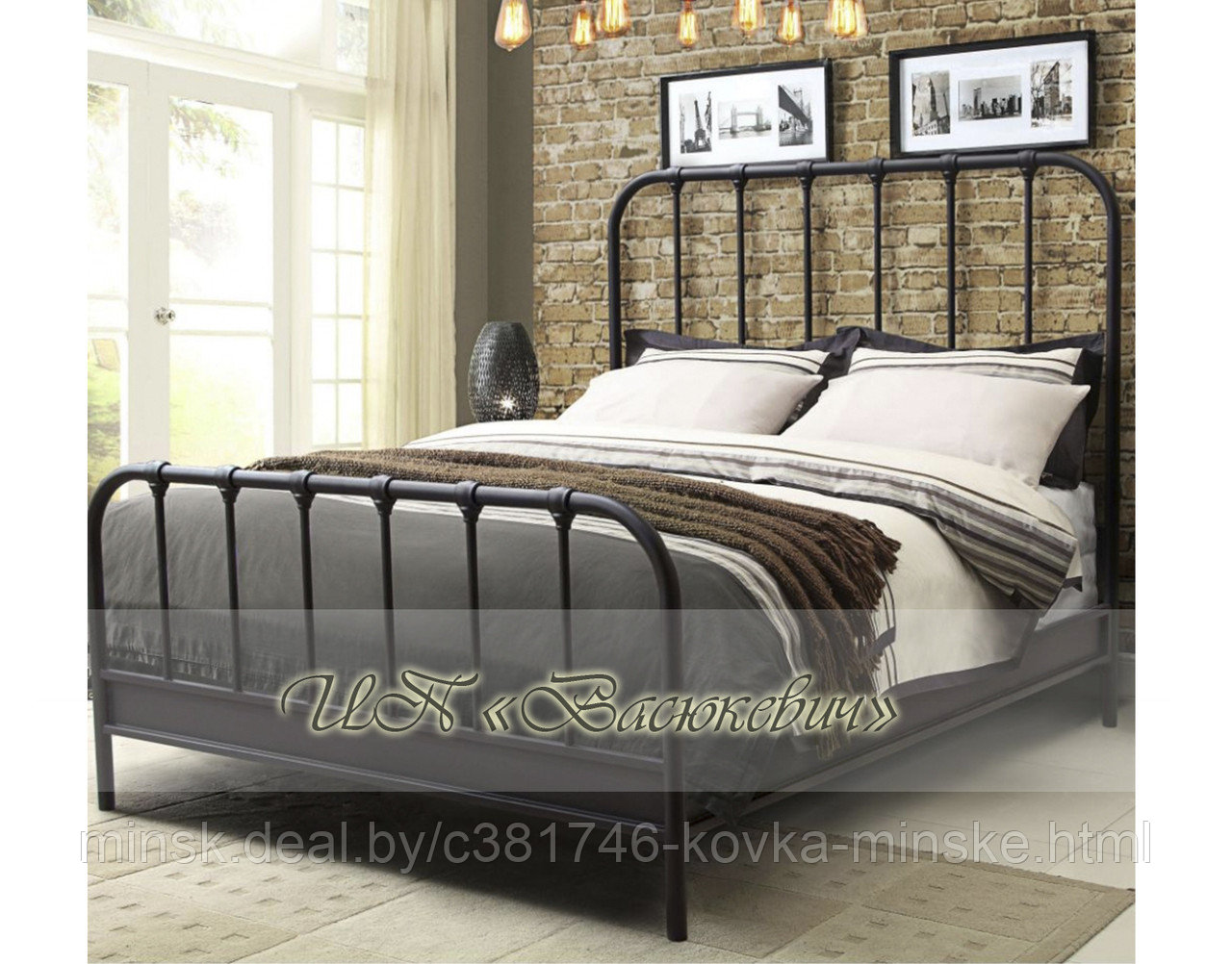 Кровать металлическая "Л11" в стиле ЛОФТ - фото 1 - id-p158595244