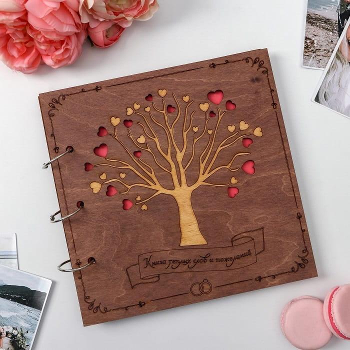 Книга пожеланий «Семейное древо» в деревянной обложке - фото 1 - id-p158629648
