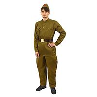 Костюм мужской "Военный", гимнастёрка, брюки-галифе, ремень, пилотка, р. 52, рост 176-180 см