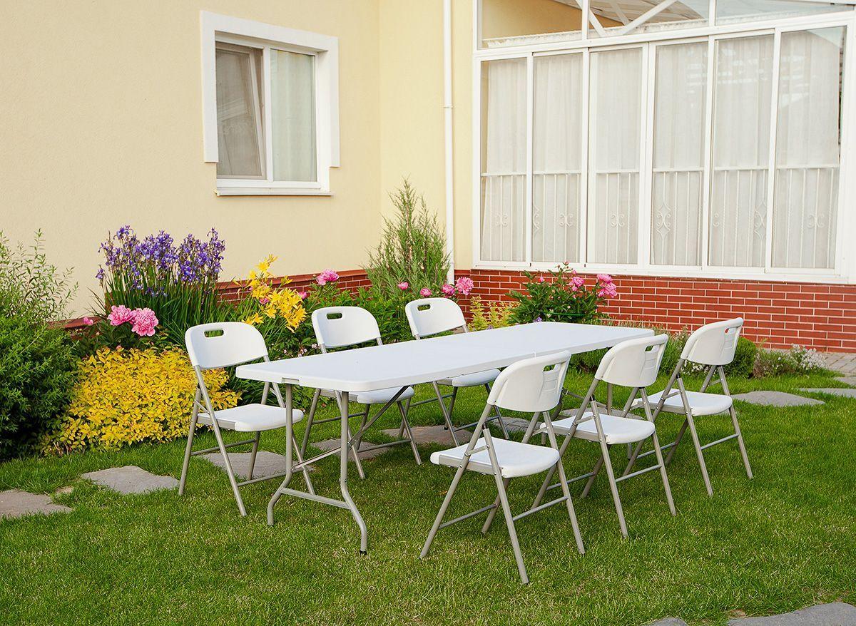 Набор складной садовой мебели CALVIANO (стол пластиковый 244 см и 6 стульев)