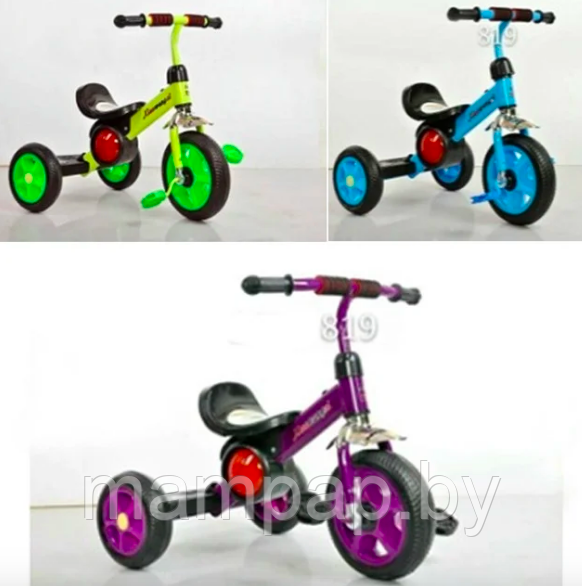 Детский трёхколёсный велосипед с музыкальной подсветкой, 4 цвета, арт.819-5P