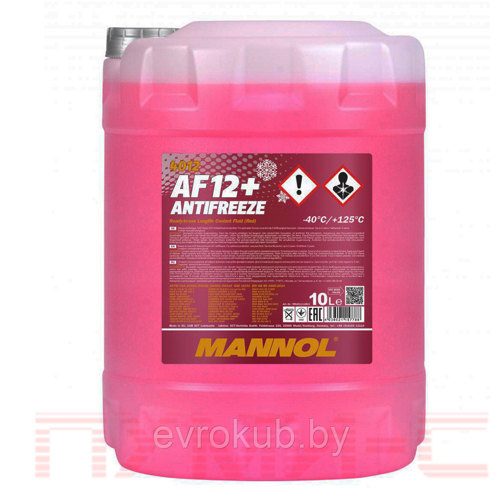 Антифриз Mannol Antifreeze AF12+ (-40 °) Longlife 4012 10 литров - фото 1 - id-p158732220