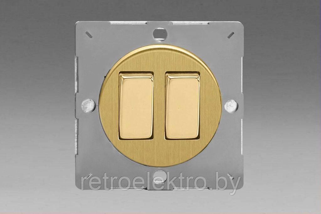 Двухклавишный выключатель/переключатель 10А, Brushed Brass (матовая латунь)