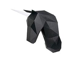 Единорог Вальдемар (черный). 3D конструктор - оригами из картона