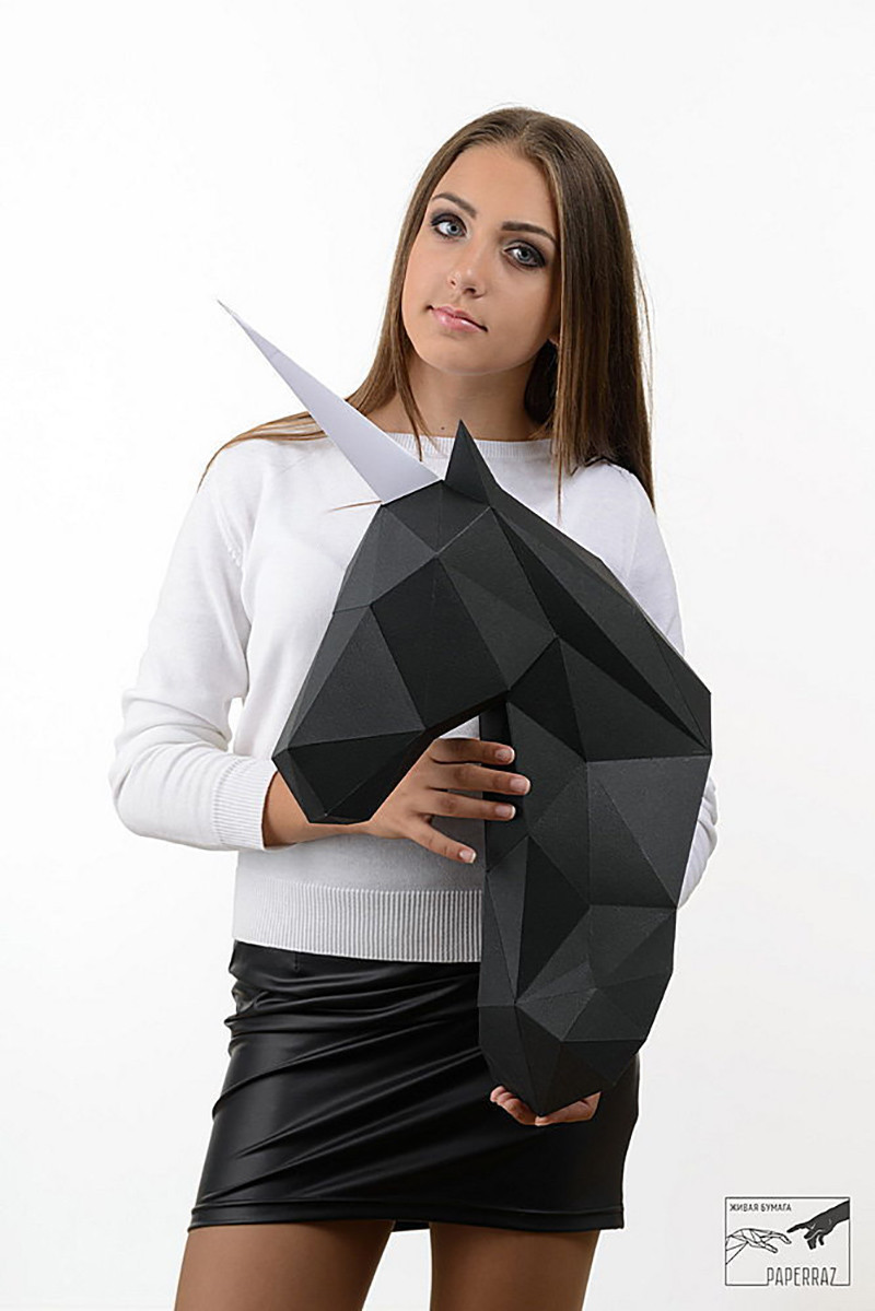 Единорог Вальдемар (черный). 3D конструктор - оригами из картона - фото 3 - id-p158767326
