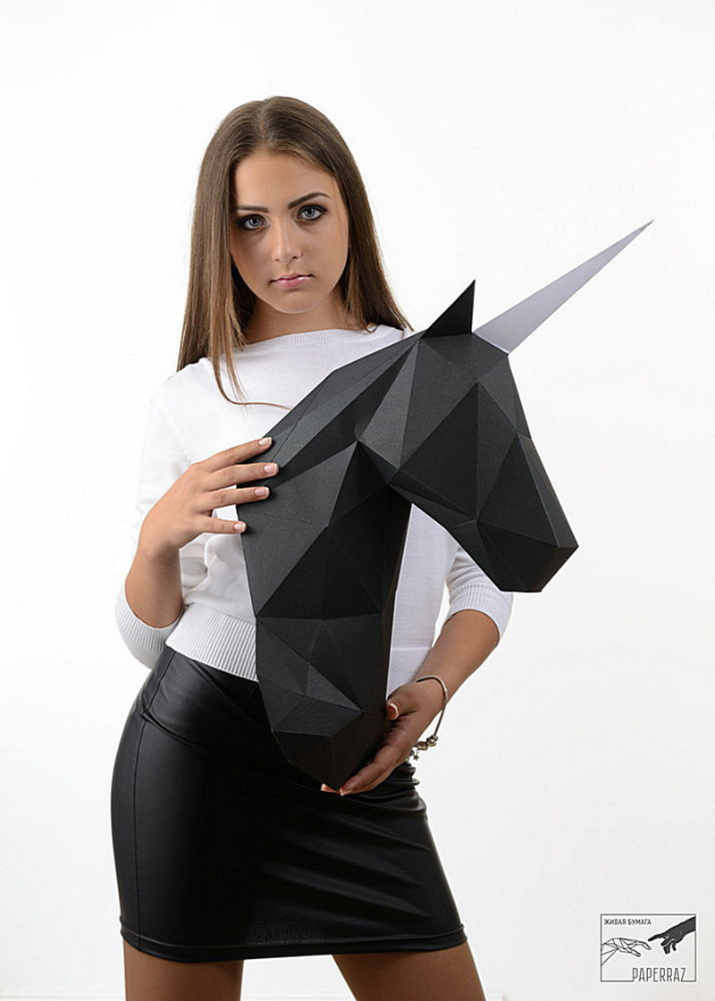 Единорог Вальдемар (черный). 3D конструктор - оригами из картона - фото 4 - id-p158767326
