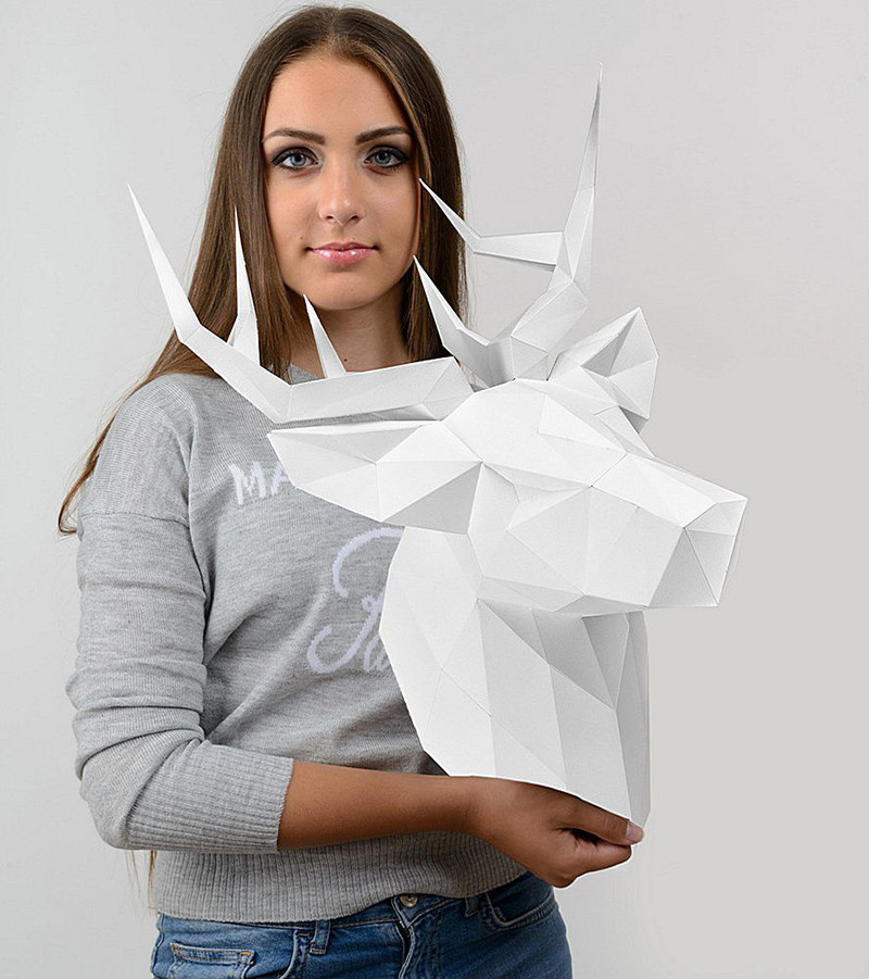 Олень Петрович (белый). 3D конструктор - оригами из картона - фото 4 - id-p158767327