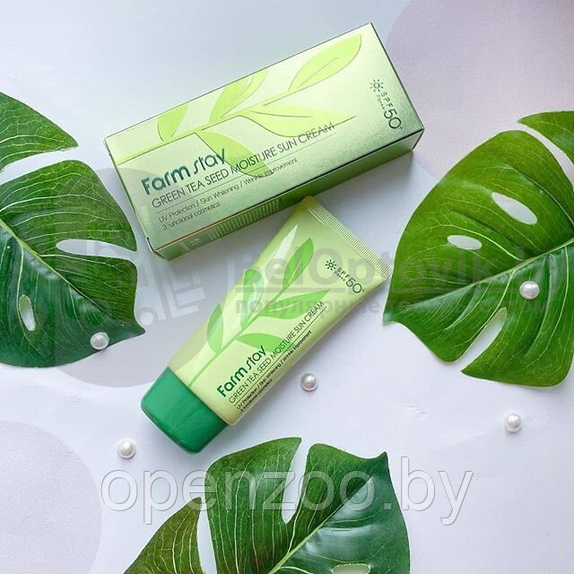 Солнцезащитный увлажняющий крем для кожи лица с семенами зелёного чая FarmStay Green Tea Seed Moisture Sun - фото 10 - id-p158767541