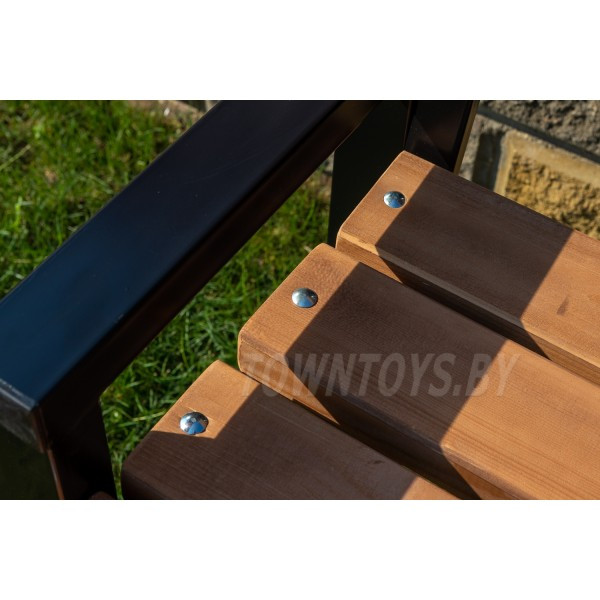 Скамейка садовая деревянная с металлическим каркасом из профильной трубы "Комфорт" арт. SDMS-150-40 - фото 2 - id-p146053442