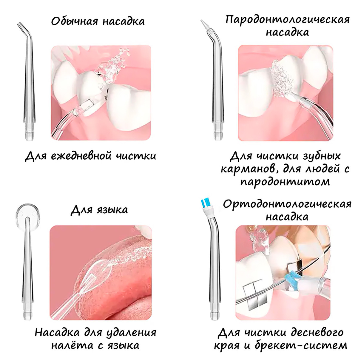 Ирригатор для полости рта Oral Irrigator 4 насадки 220 мл - фото 7 - id-p158808016