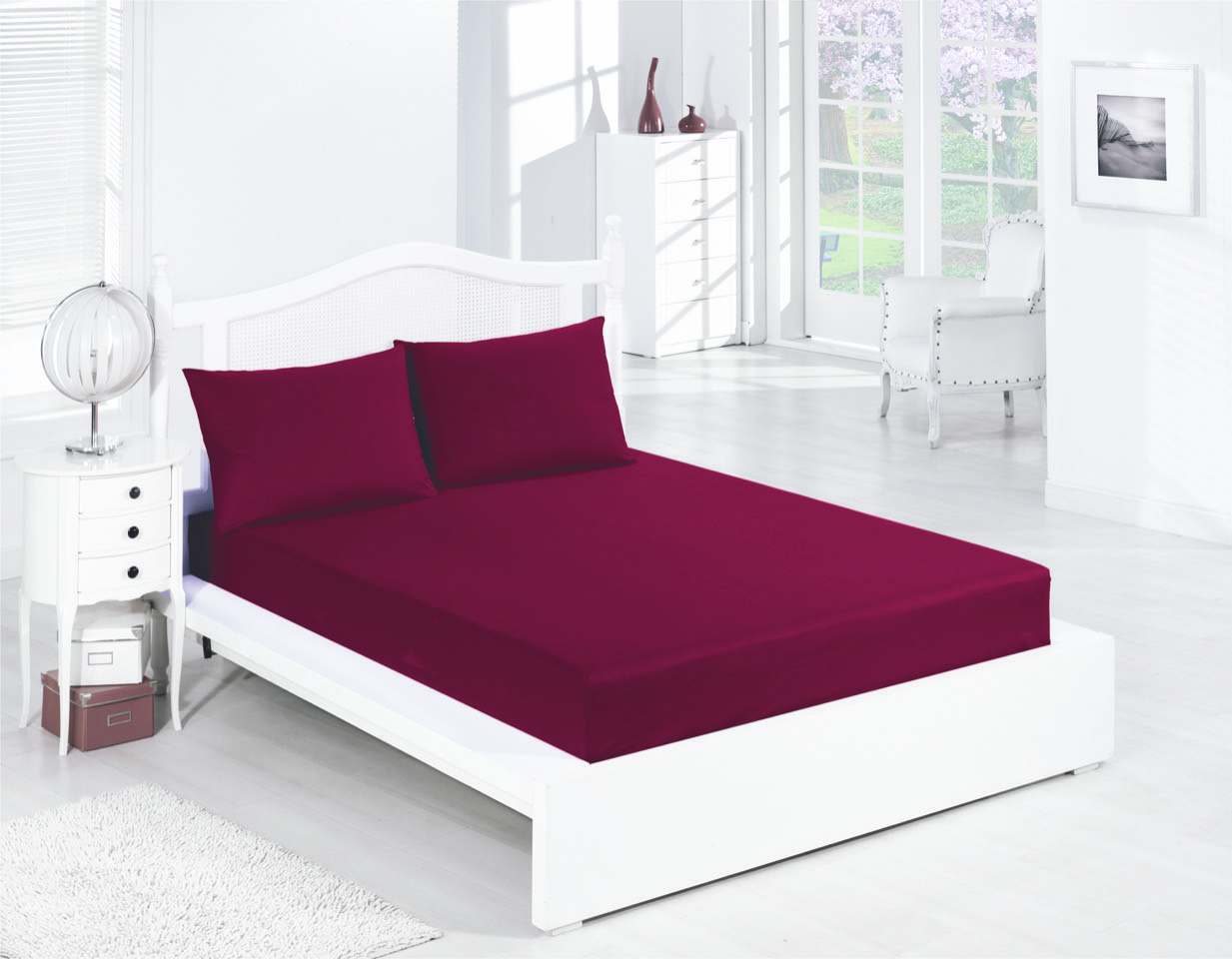 Набор DO&CO LOFT простынь на резинке 180х200 + 2 нав. 50х70 (бордовый) 10800