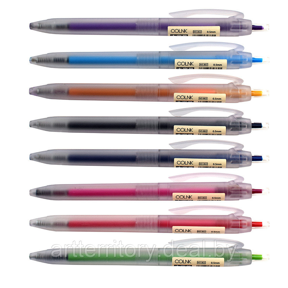 Ручка гелевая автоматическая COLNK (862), 0,5 мм (голубая) - фото 2 - id-p158814714