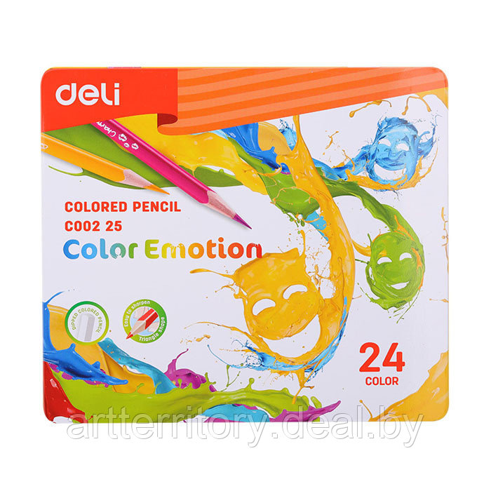 Карандаши цветные "Color Emotion" 24 цвета в металлическом пенале - фото 1 - id-p158811976