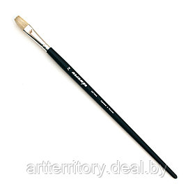Кисть щетина, плоская №14, длинная черная ручка "ПАЛИТРА"