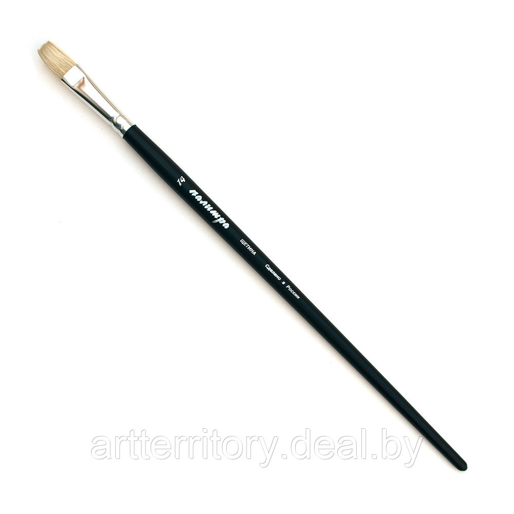 Кисть щетина, плоская №14, длинная черная ручка "ПАЛИТРА" - фото 1 - id-p158814065