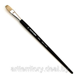 Кисть щетина, плоская №18, длинная черная ручка "ПАЛИТРА"