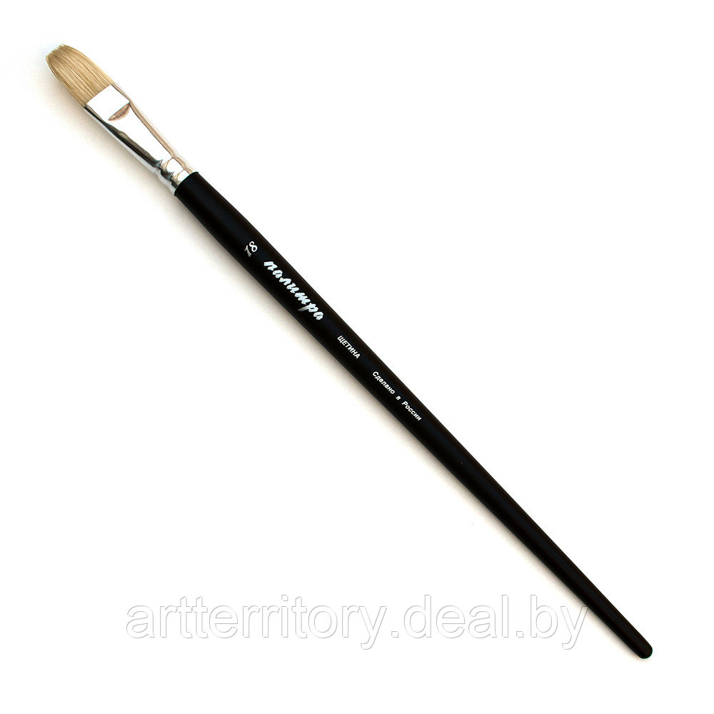 Кисть щетина, плоская №18, длинная черная ручка "ПАЛИТРА" - фото 1 - id-p158814067