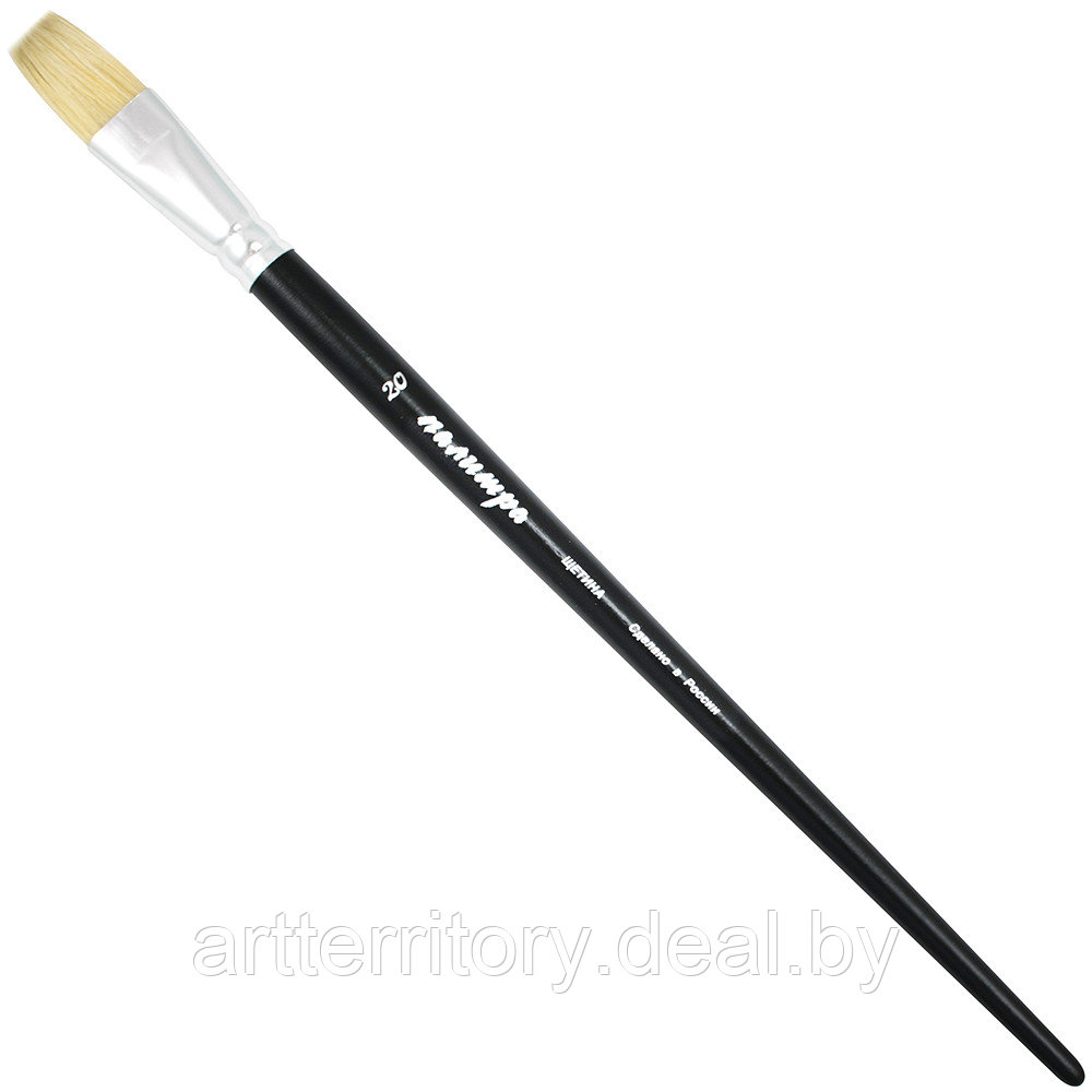Кисть щетина, плоская №20, длинная черная ручка "ПАЛИТРА" - фото 1 - id-p158814068