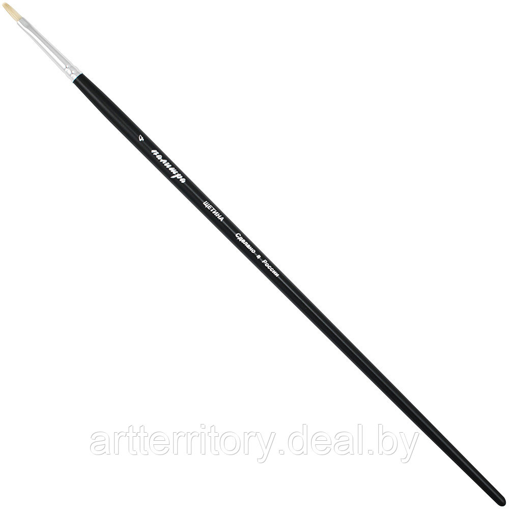 Кисть щетина, плоская №4, длинная черная ручка "ПАЛИТРА" - фото 1 - id-p158814069
