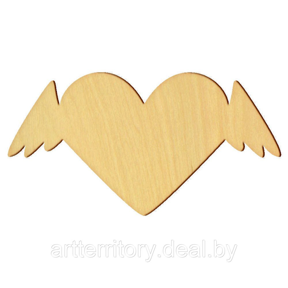 Заготовка деревянная "Сердце с крыльями" 12х6,5 см - фото 1 - id-p158815077