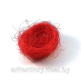 Гнездо декоративное из сизаля (красный цвет, 8х8х4,5см)